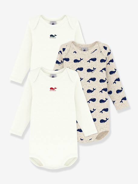 Lot de 3 bodies manches longues blanc 1 - vertbaudet enfant 