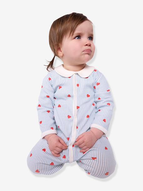 Pyjama bébé à col imprimé coeurs bleu clair 2 - vertbaudet enfant 