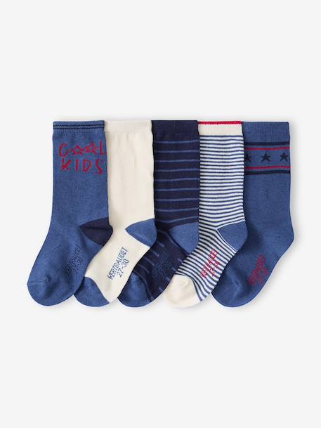 Lot de 5 paires de chaussettes 'Cool Kids' garçon bleu azur+bleu nuit+indigo+vert sauge 3 - vertbaudet enfant 