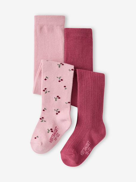 Lot de 2 collants bébé fille rose 1 - vertbaudet enfant 