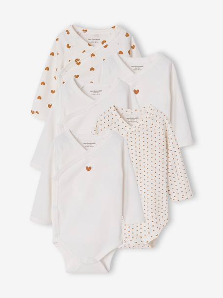 Lot de 5 bodies naissance fille manches longues écru 1 - vertbaudet enfant 
