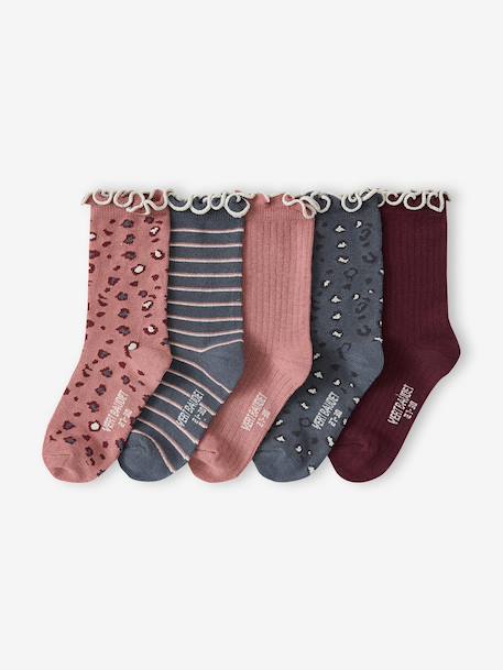 Lot de 5 paires de chaussettes « léopard » fille anthracite+Assorties 1 - vertbaudet enfant 