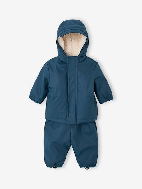 Manteau et pantalon de pluie bébé bleu nuit+caramel 2 - vertbaudet enfant 