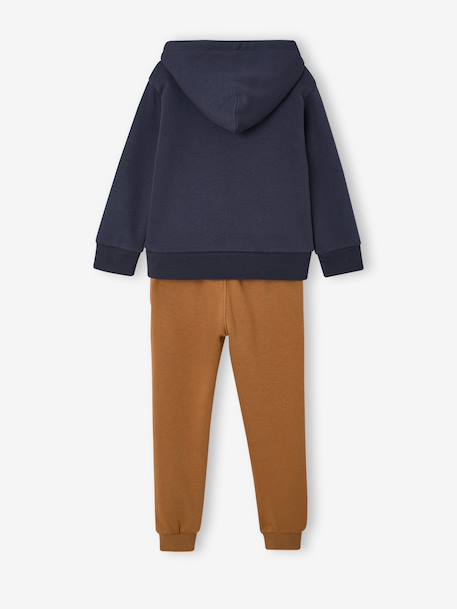 Ensemble sport garçon à capuche bordeaux+ocre+vert sauge 11 - vertbaudet enfant 