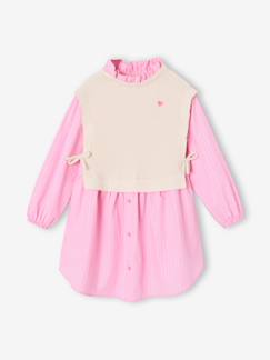 -Robe-chemise fille effet 2 en 1 
