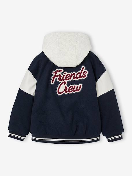 Blouson teddy garçon à capuche amovible marine 3 - vertbaudet enfant 