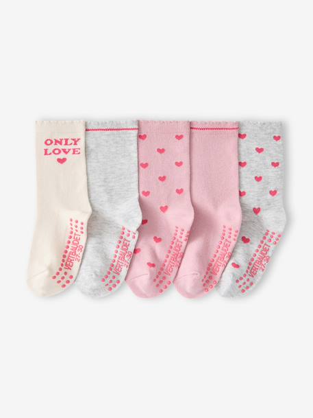 Lot de 5 chaussettes fille rose pâle 1 - vertbaudet enfant 