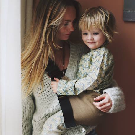 Porte bébé enfant en lin camel Beige, noir, doré 6 - vertbaudet enfant 