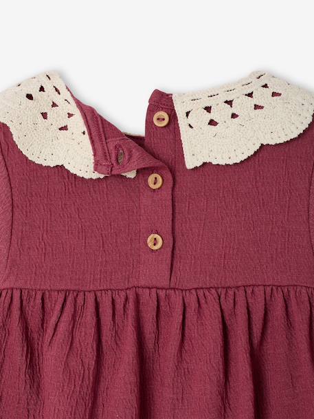 T-shirt bébé en jersey froissé avec col en crochet caramel+prune 11 - vertbaudet enfant 