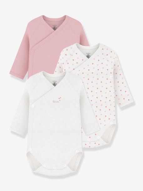 Lot 3 bodies croisés manches longues rose 1 - vertbaudet enfant 