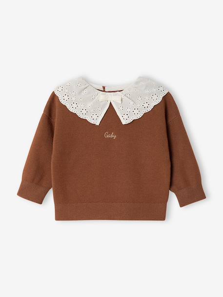 Pull bébé fille manches longues mauve+moka 10 - vertbaudet enfant 