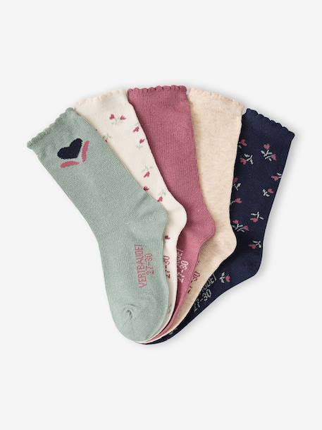 Lot de 5 chaussettes fille vieux rose 2 - vertbaudet enfant 