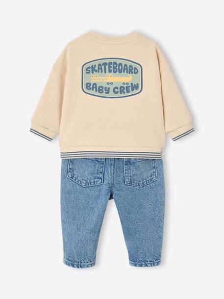 Ensemble sweat et jean bébé garçon vanille 4 - vertbaudet enfant 