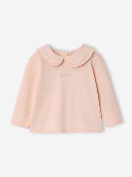 T-shirt bébé manches longues col claudine beige clair+rose pâle+vert d'eau 14 - vertbaudet enfant 