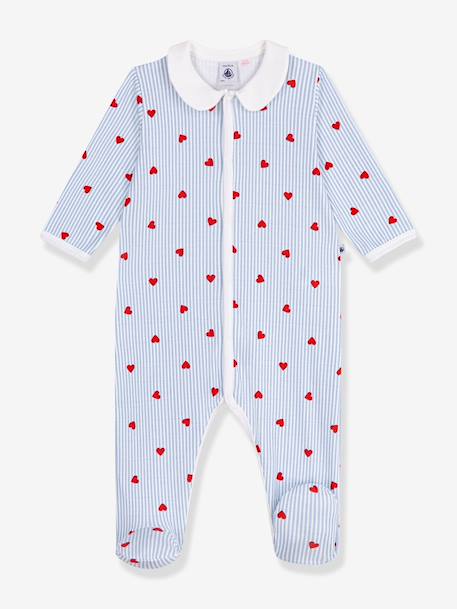 Pyjama bébé à col imprimé coeurs bleu clair 1 - vertbaudet enfant 