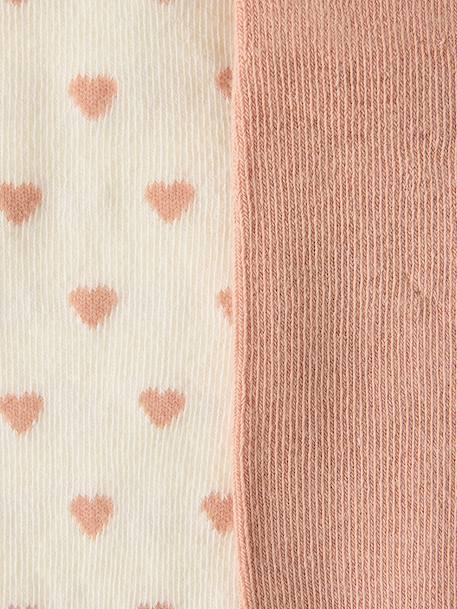 Lot de 2 paires de collants bébé fille motifs coeurs beige+Marine/écru 2 - vertbaudet enfant 