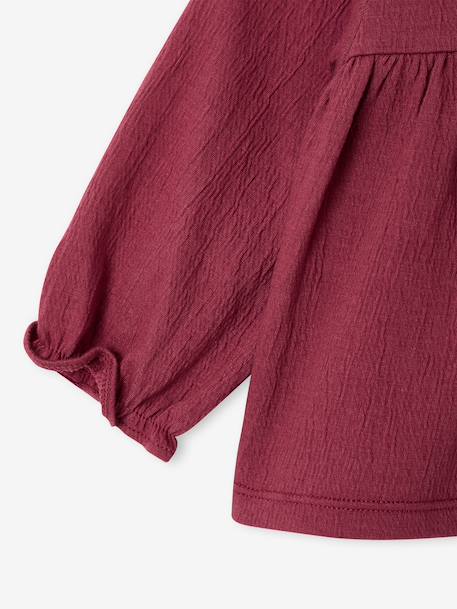 T-shirt bébé en jersey froissé avec col en crochet caramel+prune 9 - vertbaudet enfant 
