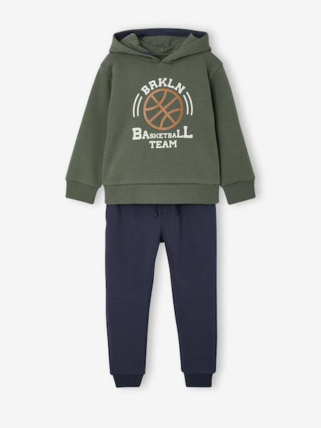 Ensemble sport garçon à capuche bordeaux+ocre+vert sauge 15 - vertbaudet enfant 