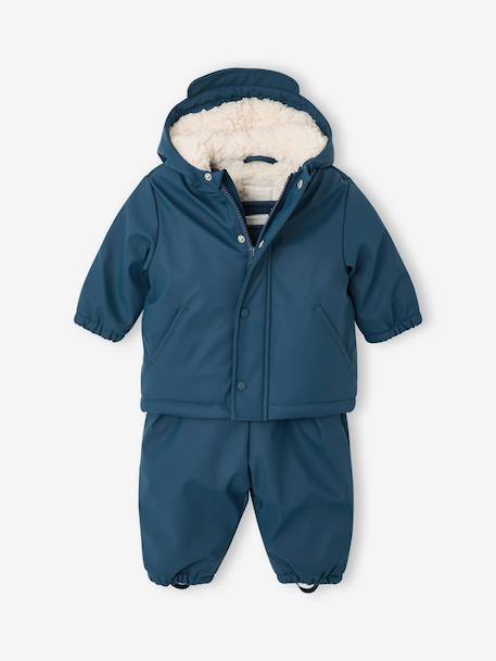 Manteau et pantalon de pluie bébé bleu nuit+caramel 1 - vertbaudet enfant 