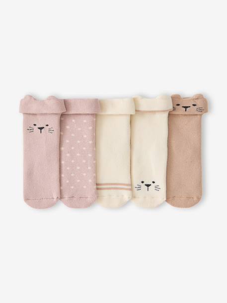 Lot de 5 bottons bébé fille rose poudré 1 - vertbaudet enfant 