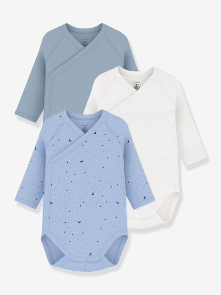 Lot 3 bodies croisés manches longues bleu 1 - vertbaudet enfant 