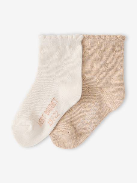 Lot de 2 chaussettes bébé fille écru 1 - vertbaudet enfant 
