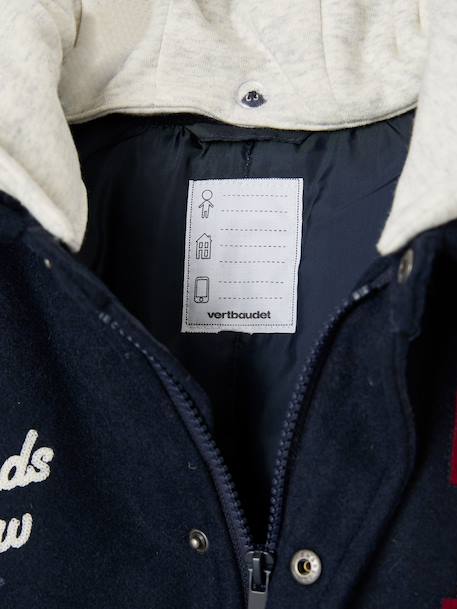 Blouson teddy garçon à capuche amovible marine 5 - vertbaudet enfant 