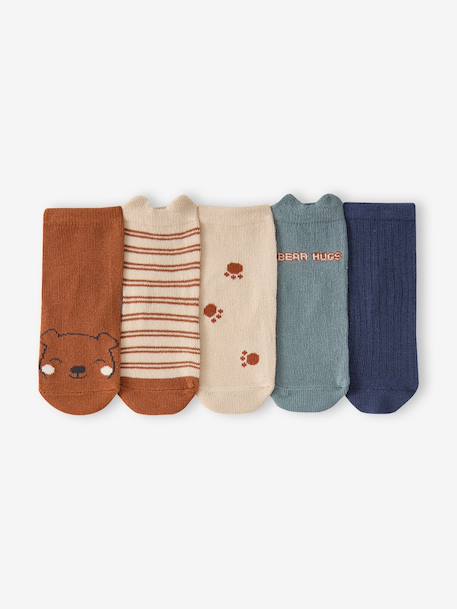 Lot de 5 chaussettes bébé garçon brun 1 - vertbaudet enfant 