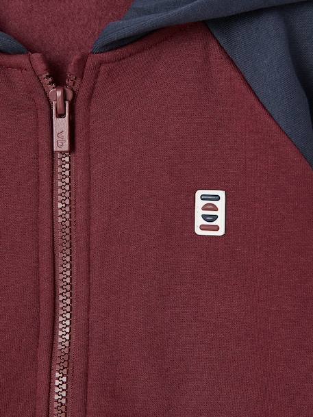 Sweat zippé garçon capuche coloblock bleu moyen+bordeaux+ocre+vert 7 - vertbaudet enfant 