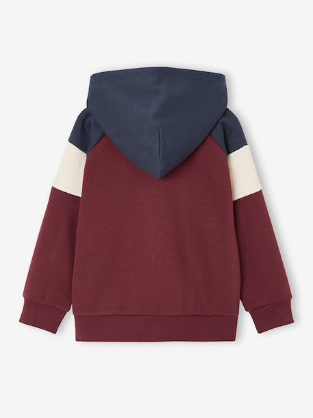 Sweat zippé garçon capuche coloblock bleu moyen+bordeaux+ocre+vert 6 - vertbaudet enfant 