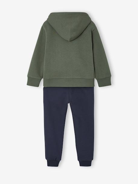 Ensemble sport garçon à capuche bordeaux+ocre+vert sauge 18 - vertbaudet enfant 