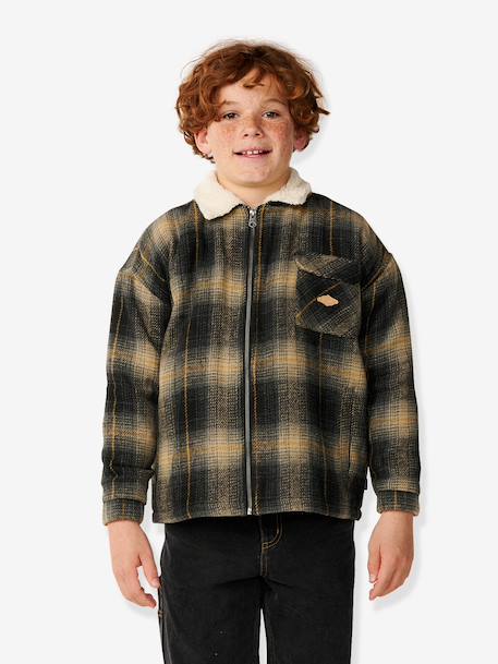 Veste zippée sherpa kaki 1 - vertbaudet enfant 