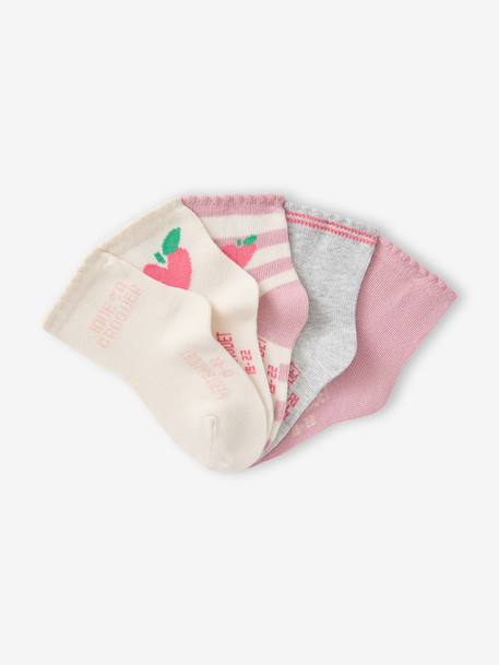 Lot de 5 chaussettes bébé fille vieux rose 2 - vertbaudet enfant 
