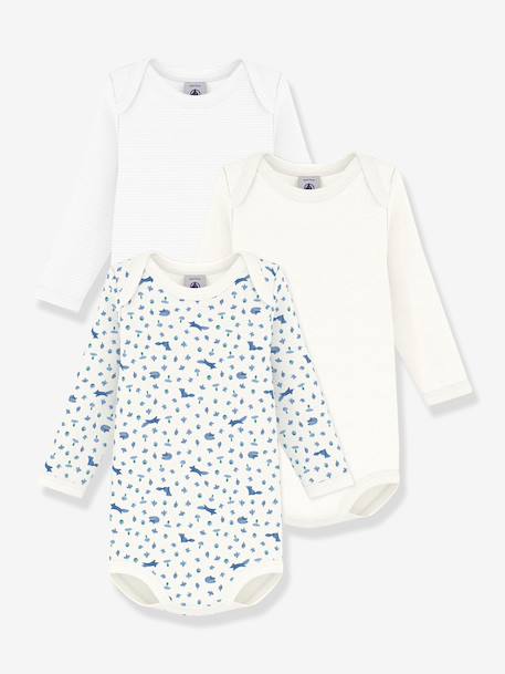 Lot 3 bodies manches longues bleu 1 - vertbaudet enfant 