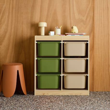 Sora - children's storage unit with 6 storage bins Moutarde+Vert olive 7 - vertbaudet enfant 