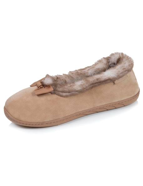Chaussons ballerines en velours, semelle ultra confort, soutient votre voûte plantaire, mousse à mémoire de forme Camel 6 - vertbaudet enfant 