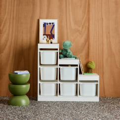 Chambre et rangement-Rangement-Meuble à cases, accessoires-Meuble de rangement enfant escalier 6 bacs de rangement décor bois - sora