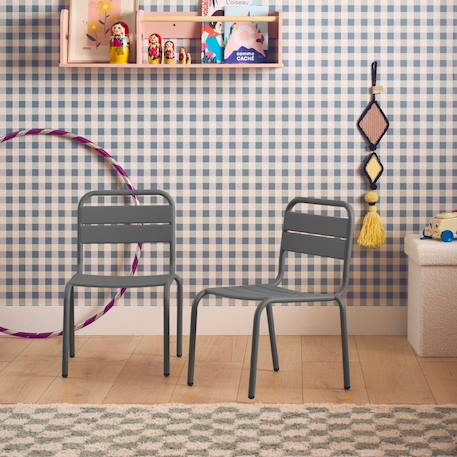 Lot de 2 chaises en métal pour enfant Anthracite+Jaune+Kaki 1 - vertbaudet enfant 