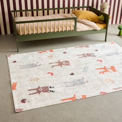 Linge de maison et décoration-Tapis intérieur enfant blanc imprimé animaux thème automnal - ravon