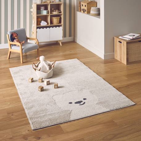 Tapis enfant beige / crème, tapis intérieur petit ourson, poils ras, tapis frisé très doux Beige 1 - vertbaudet enfant 