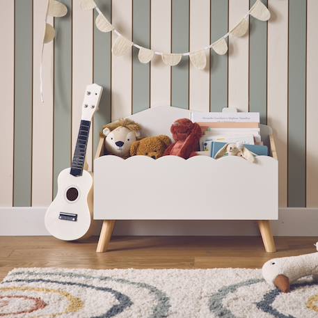 Coffre à jouets enfant effet bois, l 58 x p 28 x h 44,5 cm Blanc 1 - vertbaudet enfant 