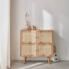 Puériculture-Commode enfant décor bois 4 portes en cannage