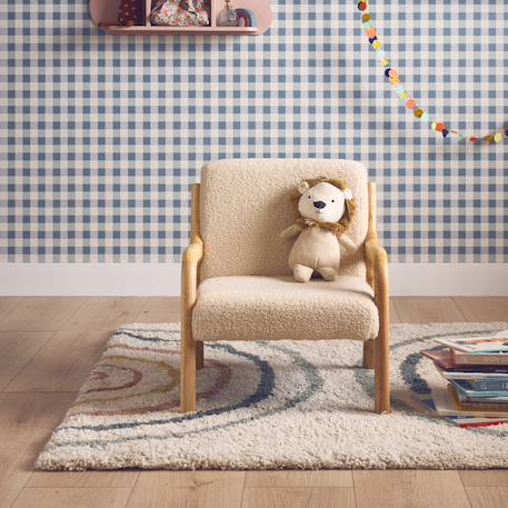 Fauteuil scandinave enfant bois d'hévéa et bouclette Lorens kids. Beige+Gris souris+Marron 1 - vertbaudet enfant 