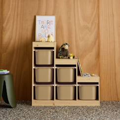 Chambre et rangement-Rangement-Meuble à cases, accessoires-Meuble de rangement enfant escalier 6 bacs de rangement décor bois naturel - sora