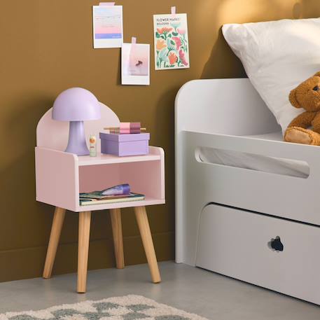 Table de chevet chambre enfant, pieds en pin Blanc+Rose+Vert 7 - vertbaudet enfant 
