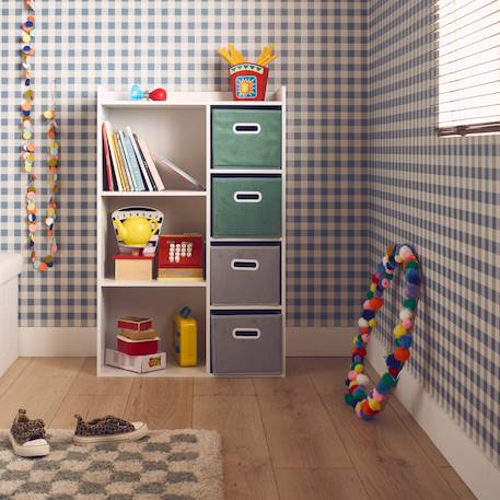 Meuble de rangement pour enfant pratique avec 7 compartiments et 4 paniers en velours Bleu+Rose+Vert 13 - vertbaudet enfant 