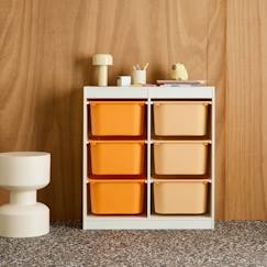 Chambre et rangement-Rangement-Meuble à cases, accessoires-Meuble de rangement enfant 6 bacs de rangement colorés en plastique - sora