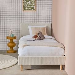 Chambre et rangement-Chambre-Lit bébé, lit enfant-Lit avec sommier à lattes et tête de lit  velours côtelé (grosse côte) marlon