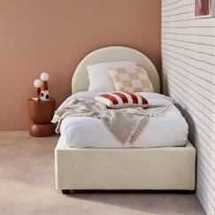 Chambre et rangement-Chambre-Lit bébé, lit enfant-Lit coffre avec sommier à lattes et tête de lit, l206 x p104 x h102cm, finition bouclette