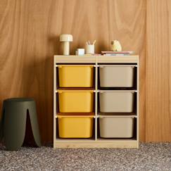 Chambre et rangement-Rangement-Meuble à cases, accessoires-Meuble de rangement enfant 6 bacs de rangement en plastique colorés - sora